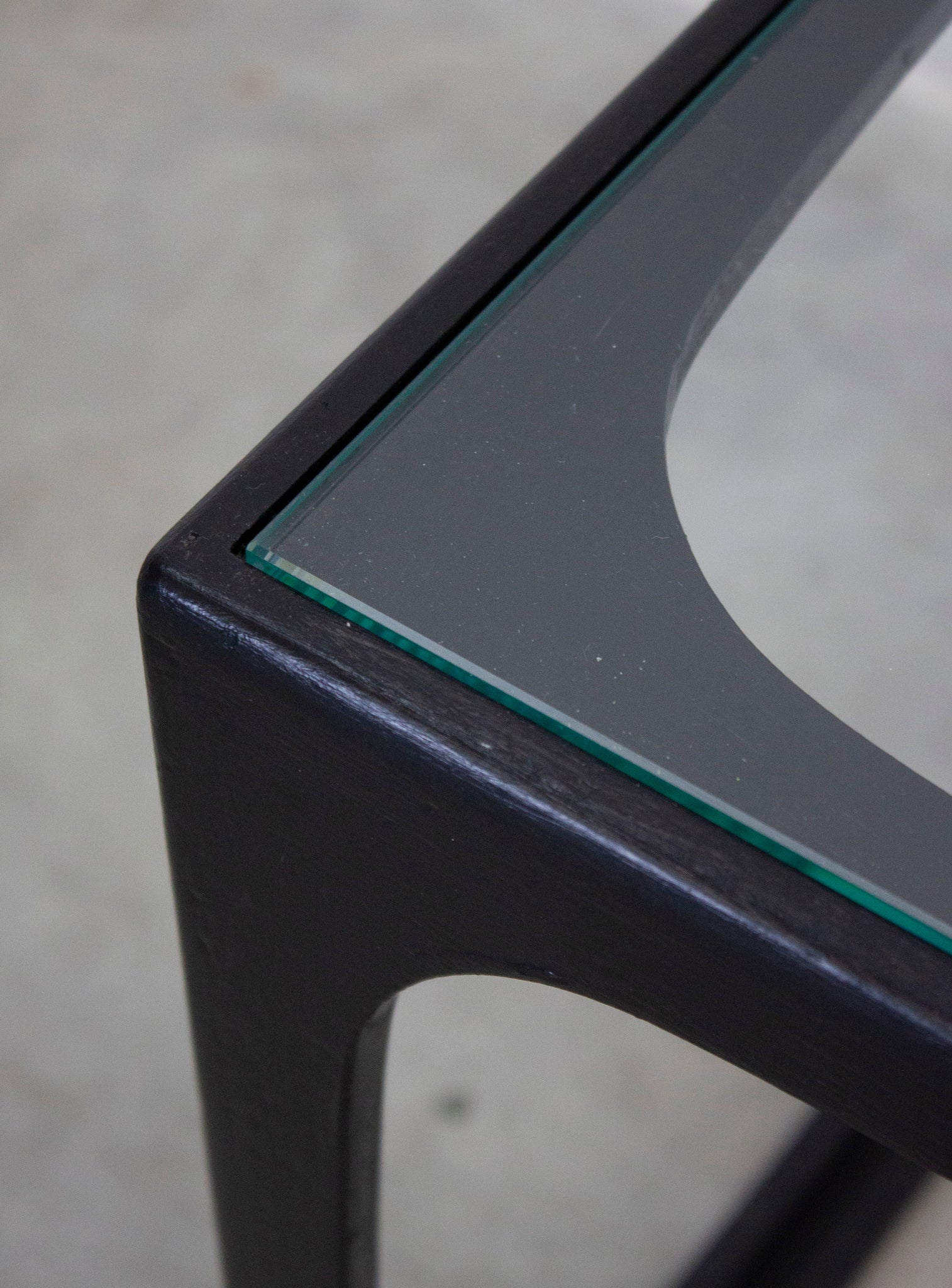 Space Age Cube Side Table with Glass Top (Black)