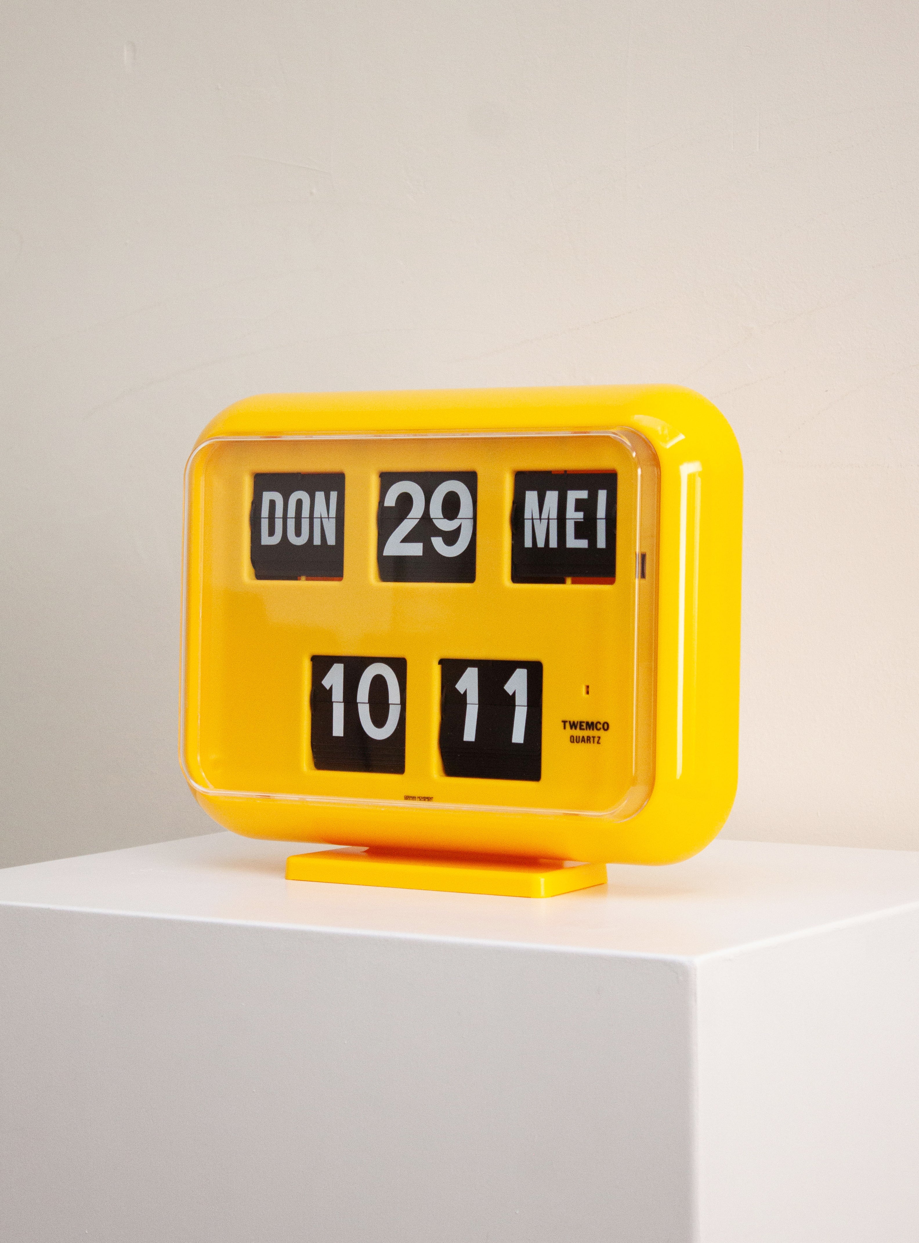 ★動作品★TWEMCO トゥエンコ パタパタ時計QD-35 イエロー 黄 TWEMCO トゥエンコ 掛置兼用 パタパタ時計 フリップクロック