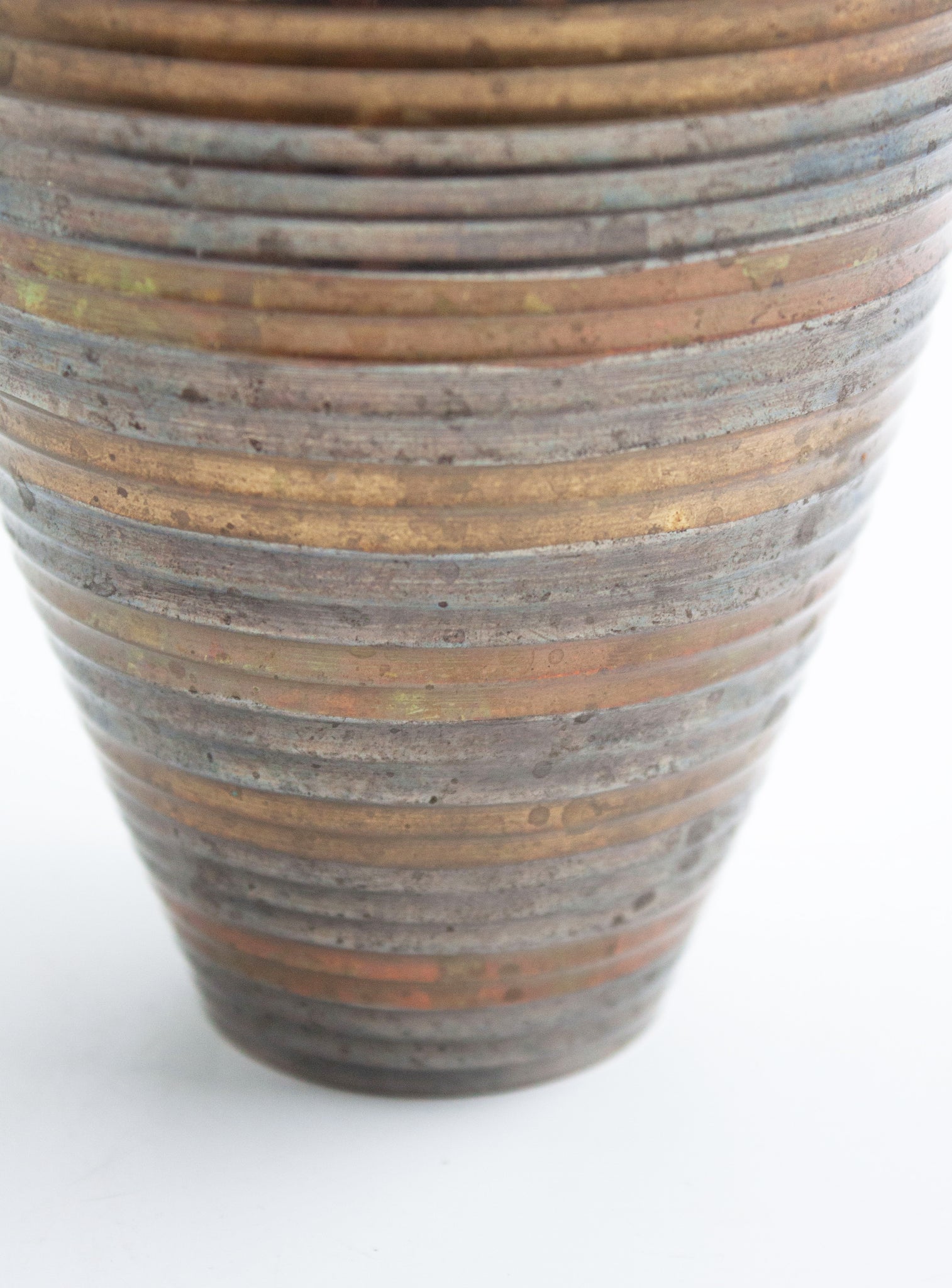 Vintage Striped Brass Vase