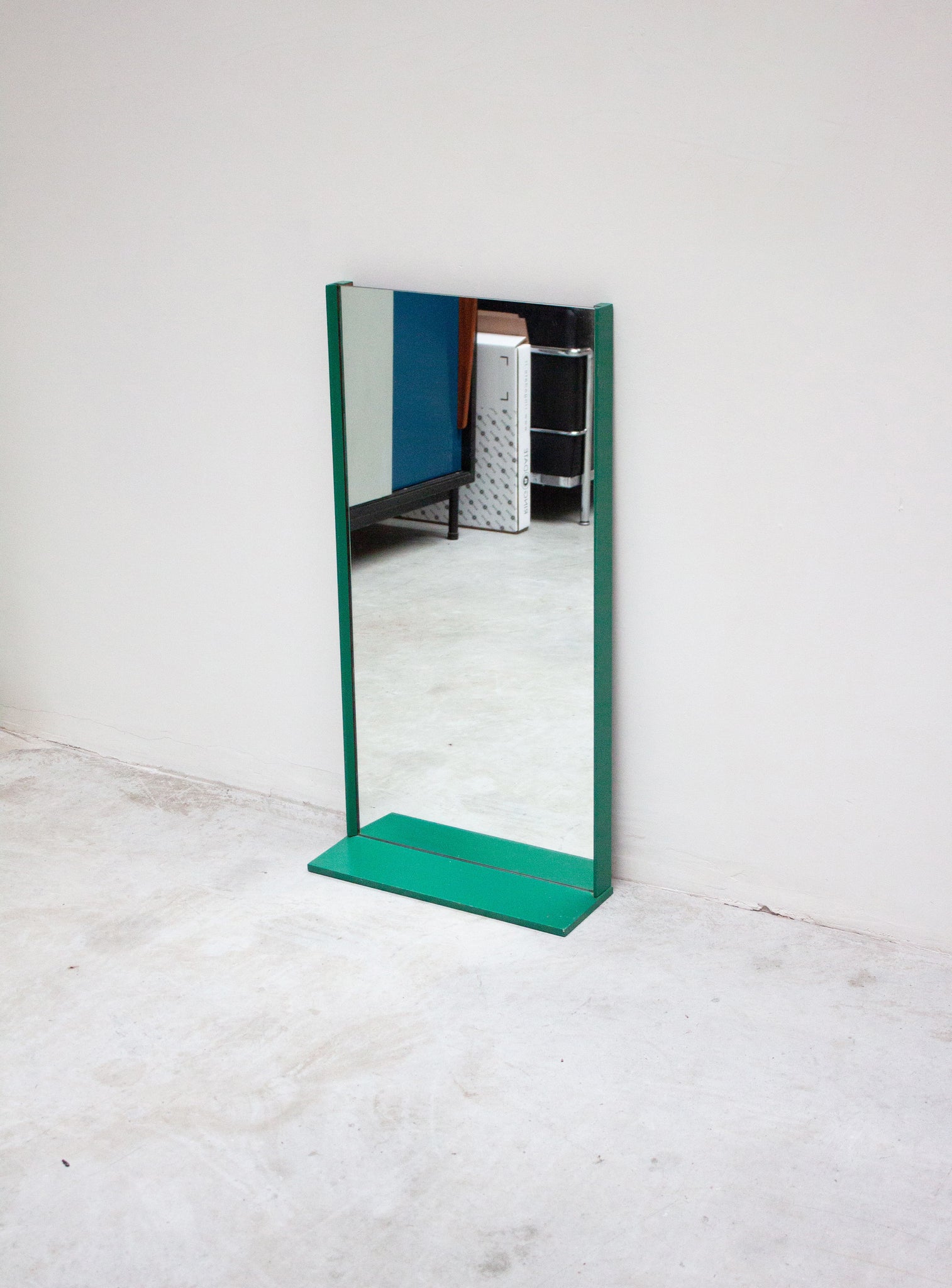 Vintage Wall Mirror with Shelf (Green)