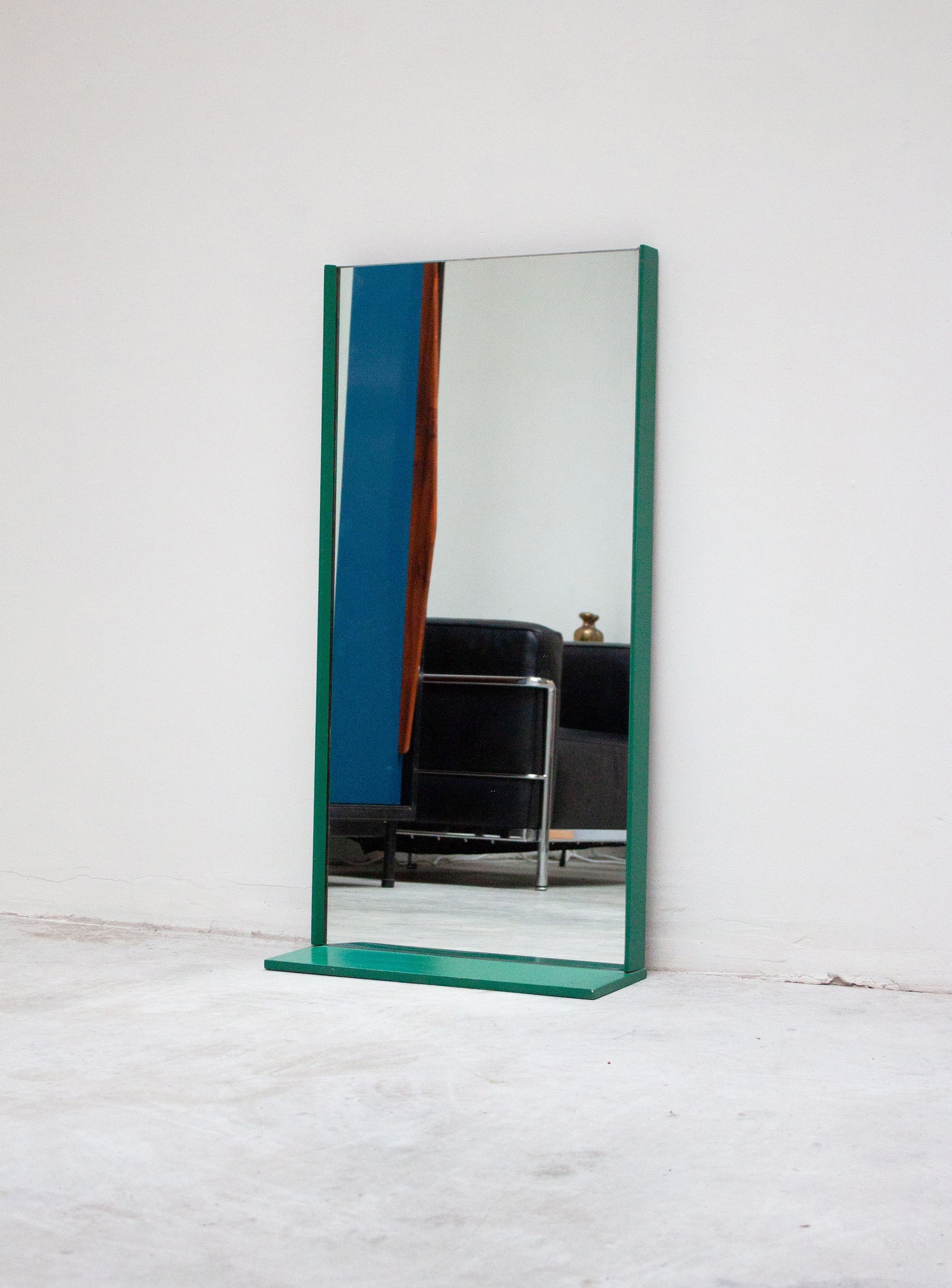 Vintage Wall Mirror with Shelf (Green)