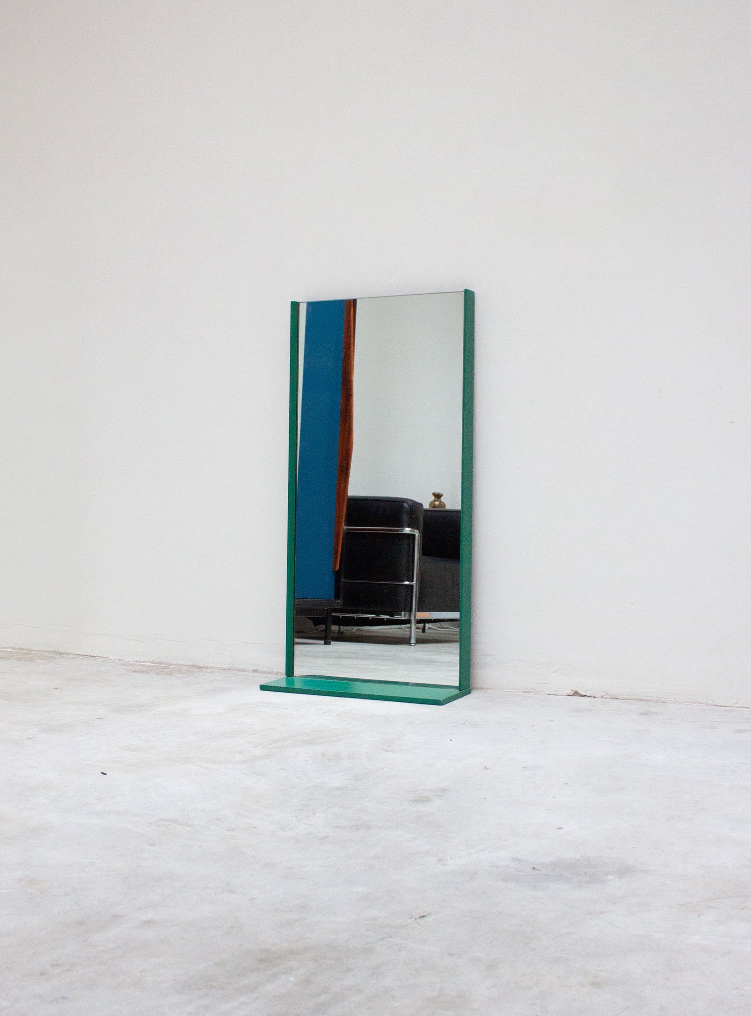 Vintage Wall Mirror with Shelf (Green)