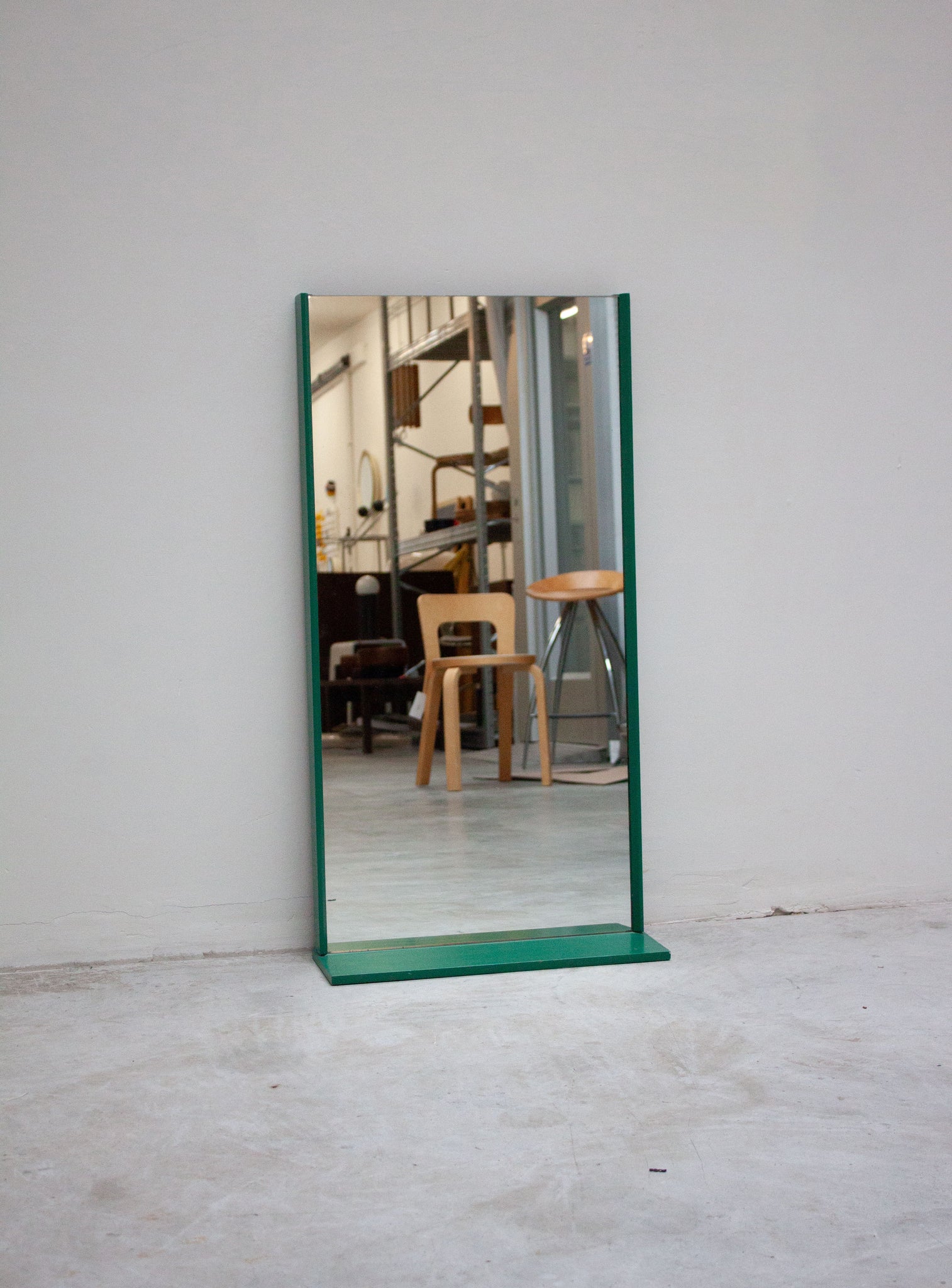 Vintage Wall Mirror with Shelf (Green)