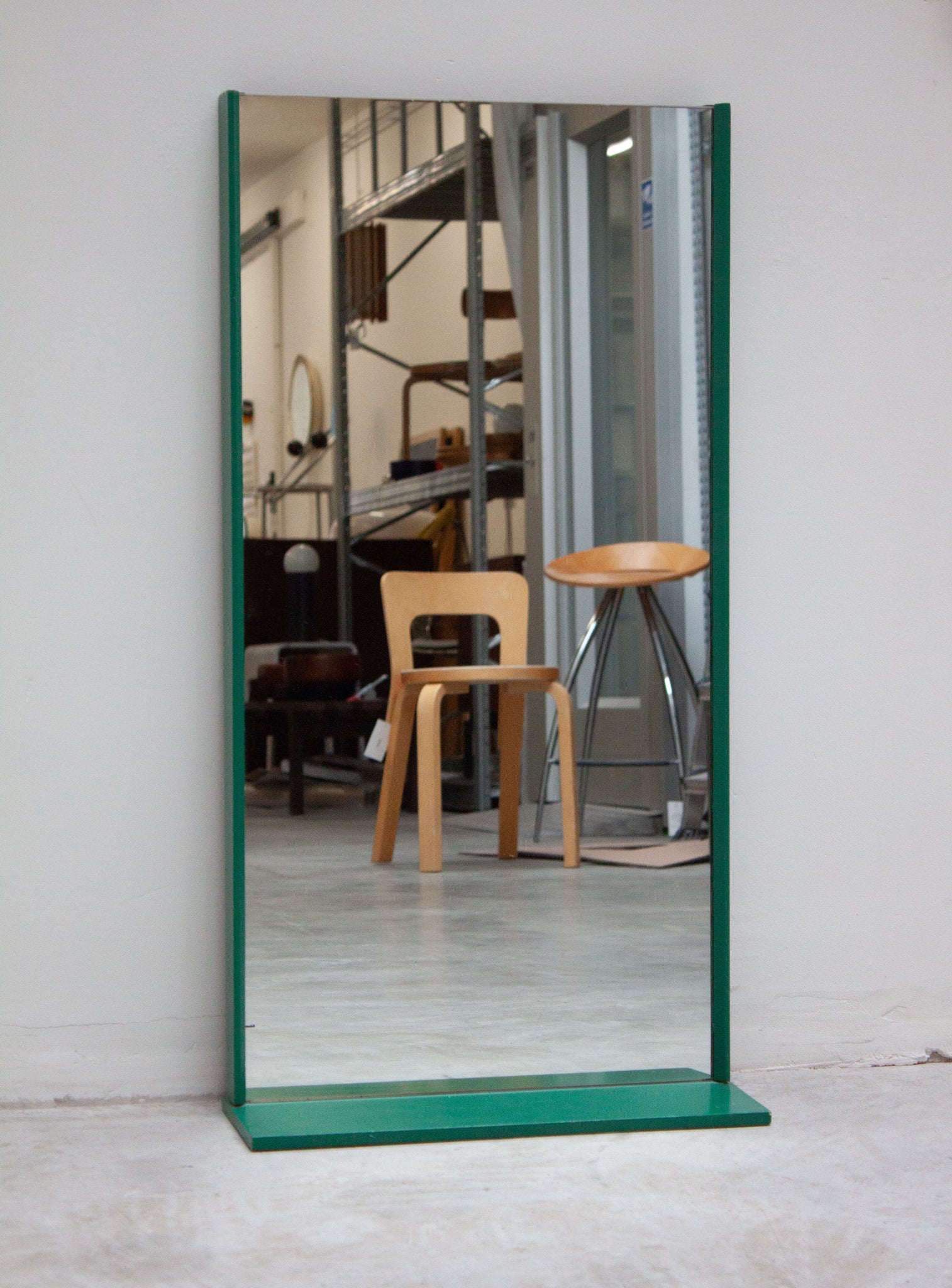Vintage Wall Mirror with Shelf (Green)