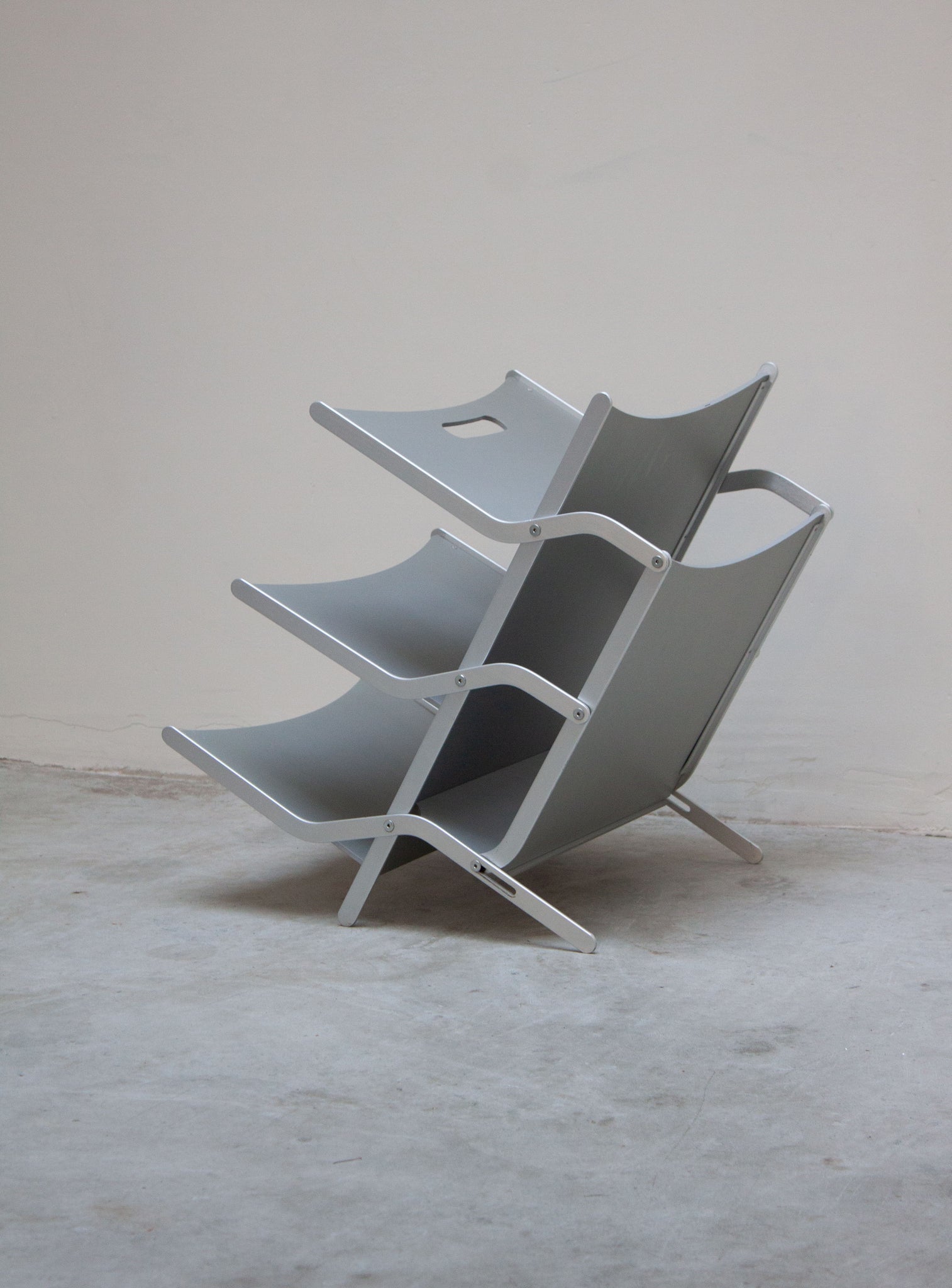 YCAMI Press Folding Magazine Rack by Raul Barbieri (Silver)