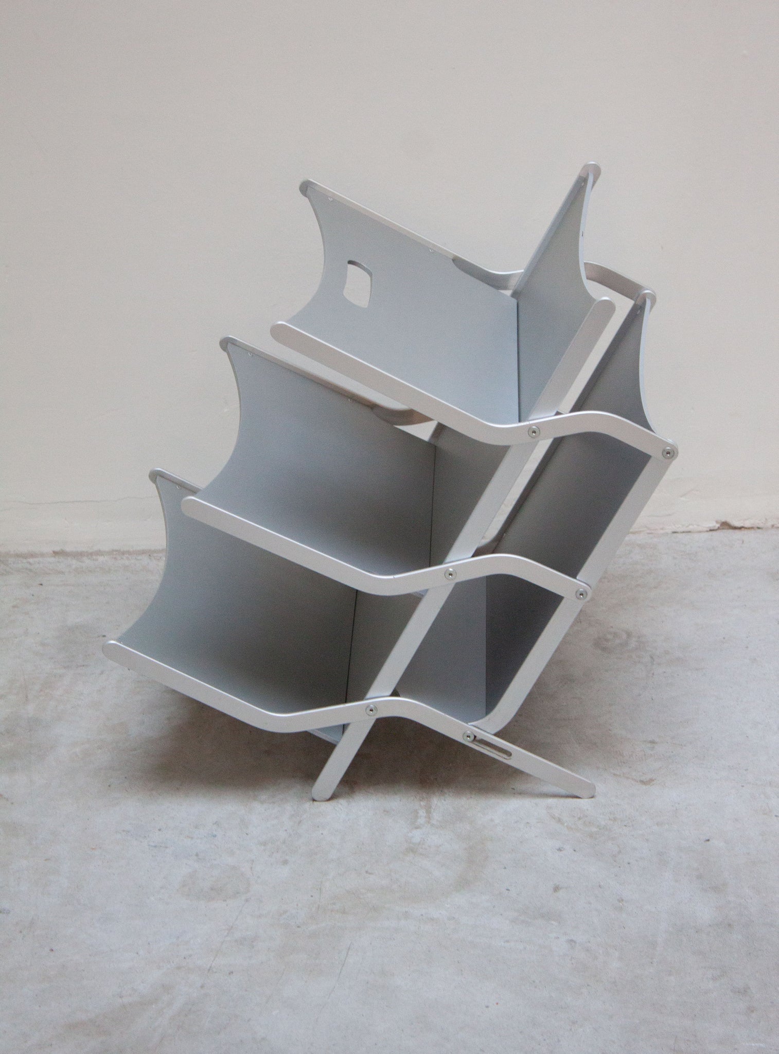 YCAMI Press Folding Magazine Rack by Raul Barbieri (Silver)