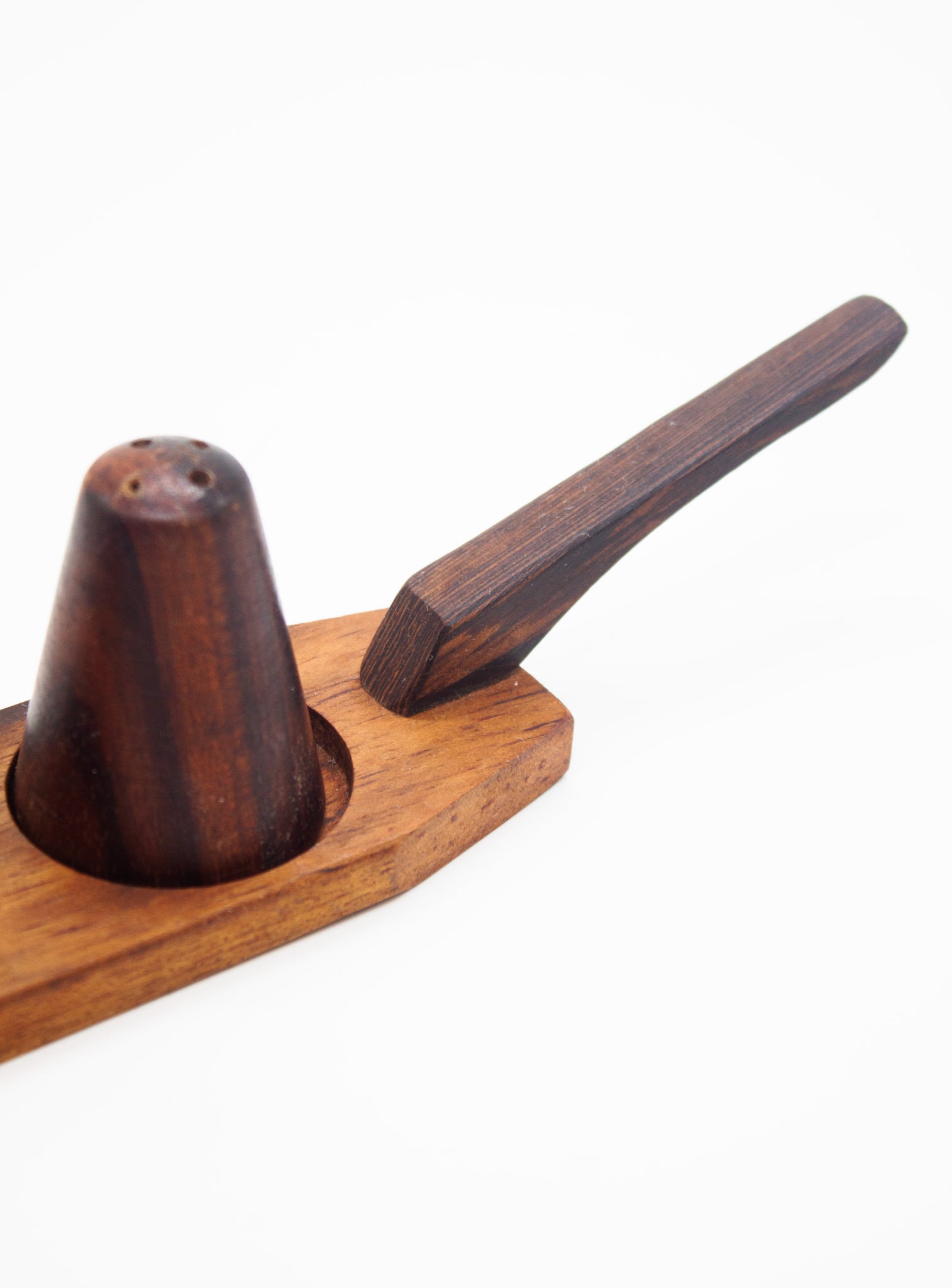 Danish Teak Salt & Pepper Shakers on Stand
