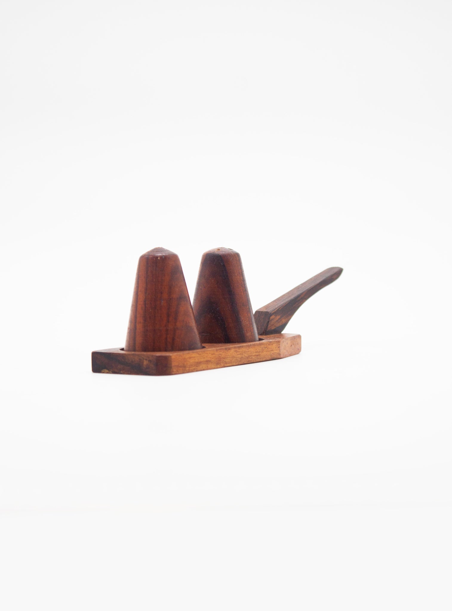 Danish Teak Salt & Pepper Shakers on Stand