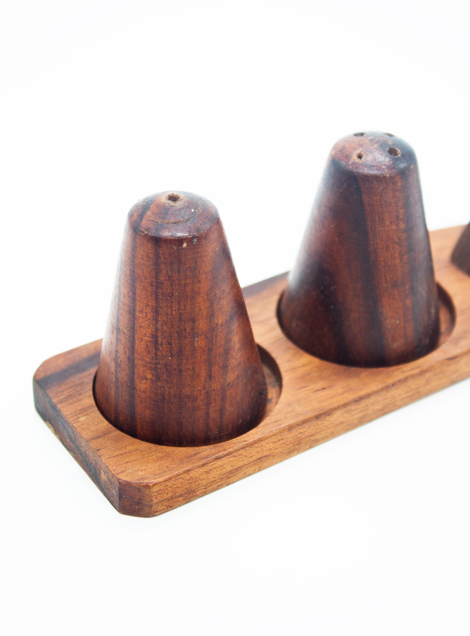 Danish Teak Salt & Pepper Shakers on Stand