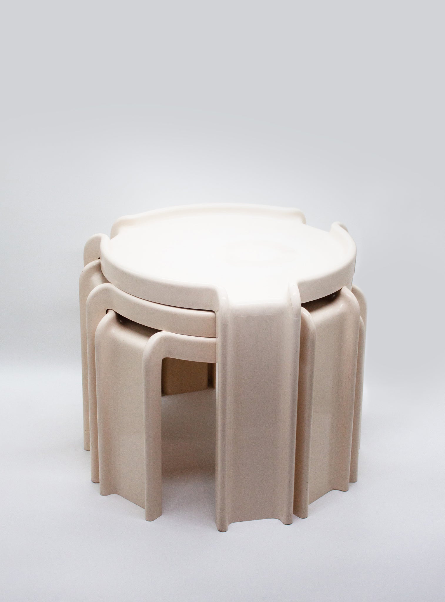 Kartell Nesting Tables by Giotto Stoppino (Off White)